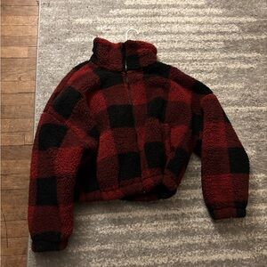 SO Red and Black Sherpa Jacket